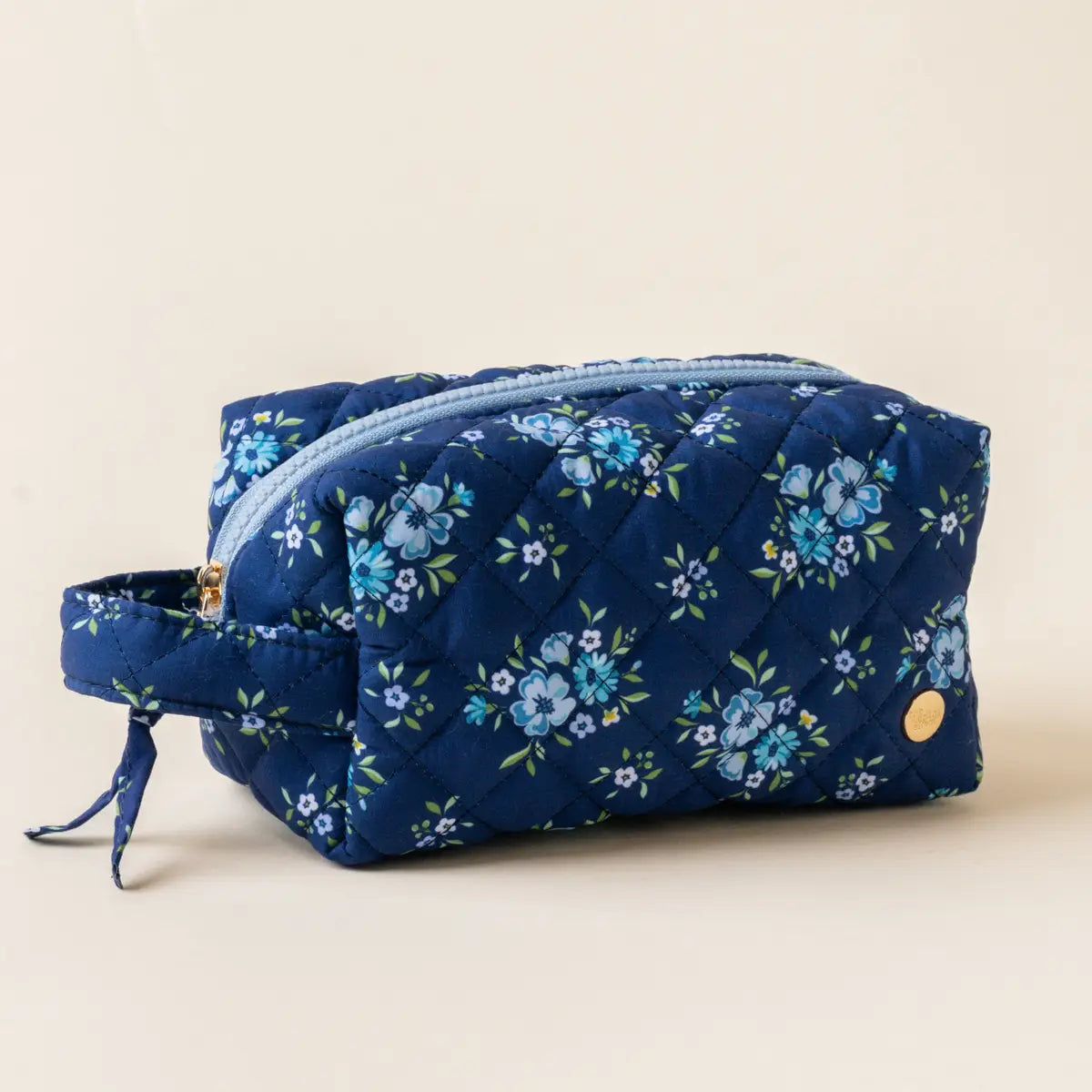 Essentials Quilted Cosmetic Pouch–Endless Daydream Navy