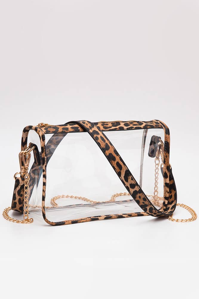 Clear Rectangle Stadium Concert Crossbody Bag: Red