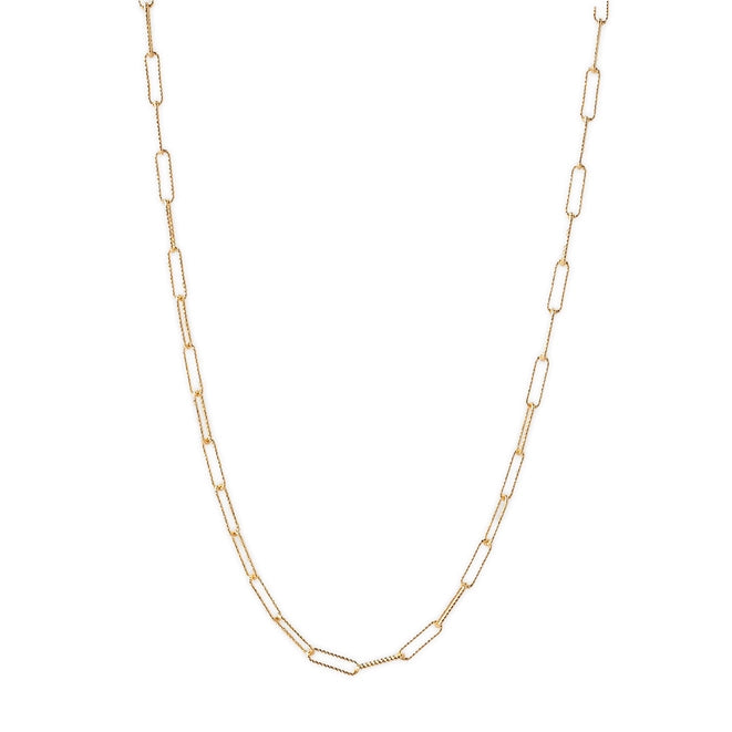 Gold Chain Necklace-Textured Paper Clip, 18"