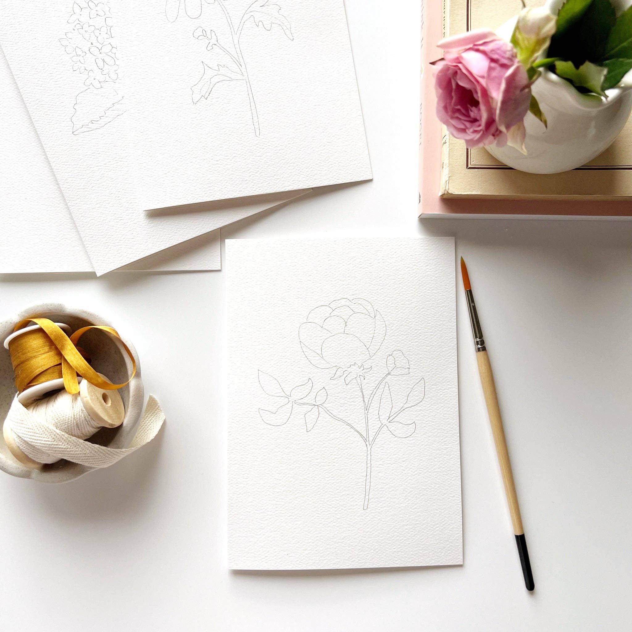 Garden Flowers Paintable Notecards by Emily Lex