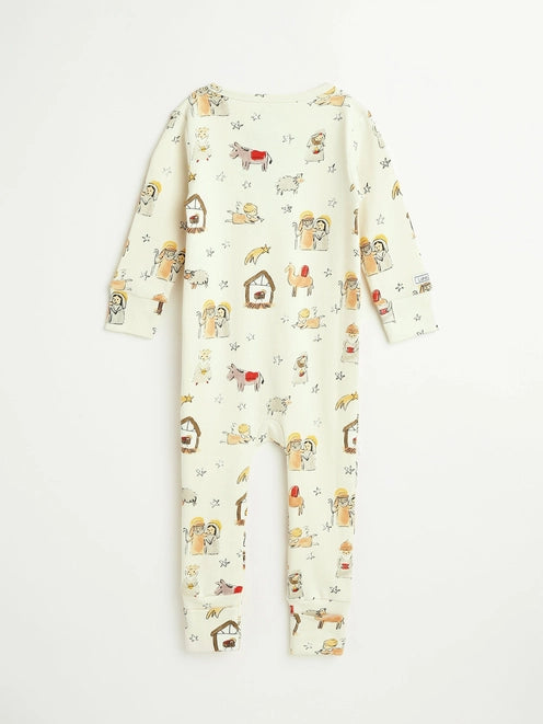 Away in A Manger Pj Footless Onesie Cotton