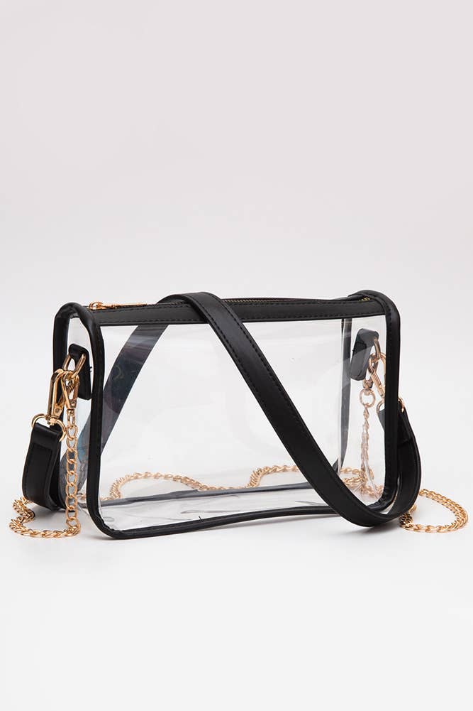 Clear Rectangle Stadium Concert Crossbody Bag: Red