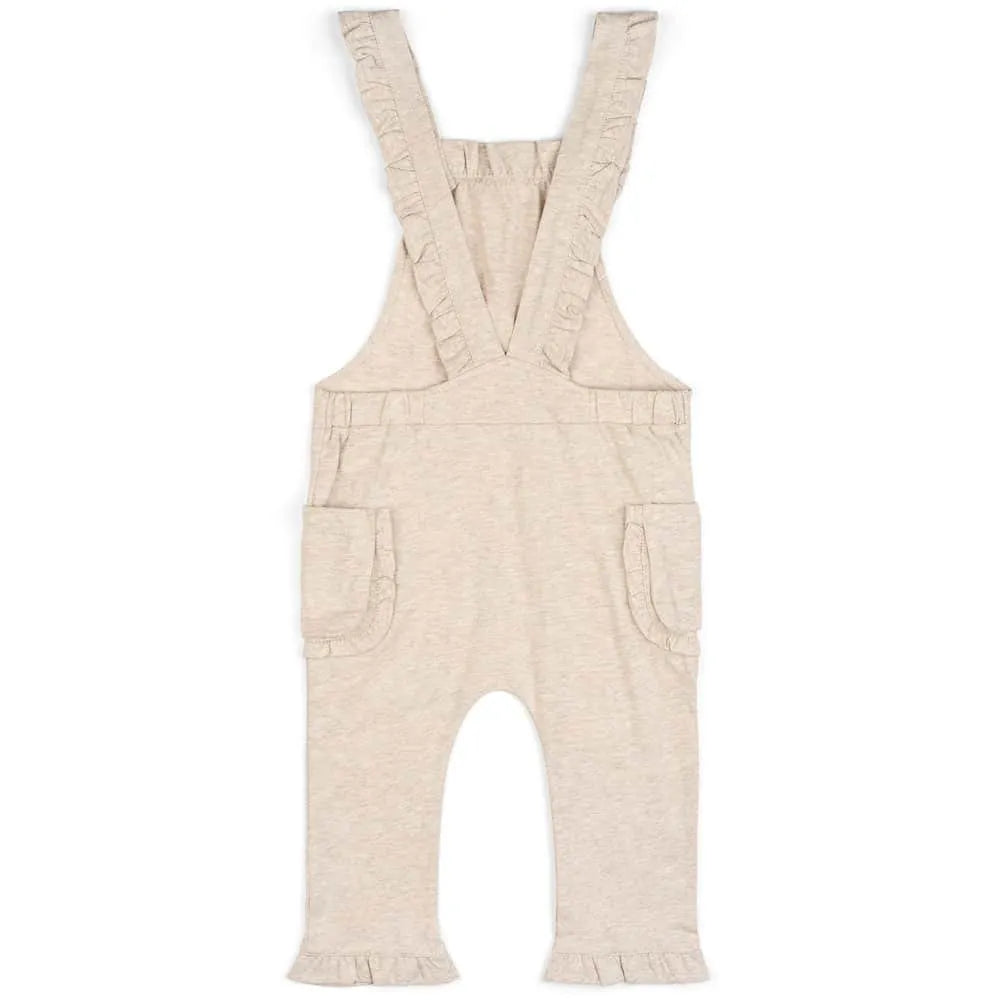 Ruffle Overall Heathered Oatmeal 3-6M