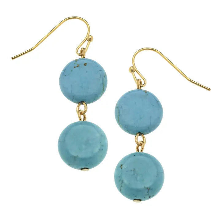 Genuine Turquoise with Gold Earrings