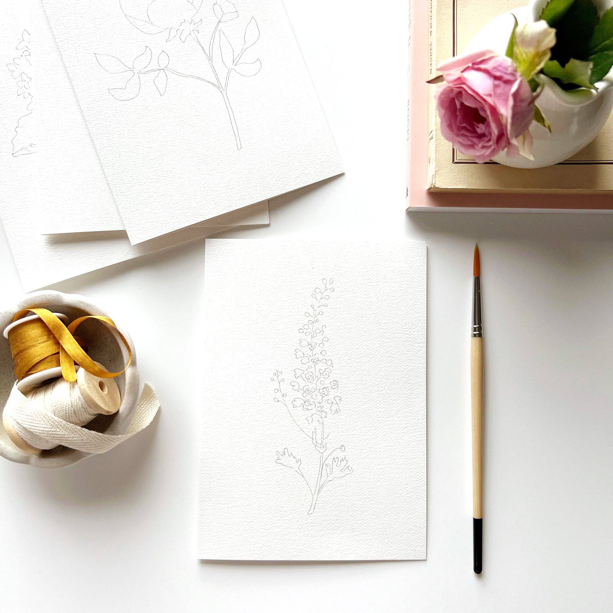 Garden Flowers Paintable Notecards by Emily Lex