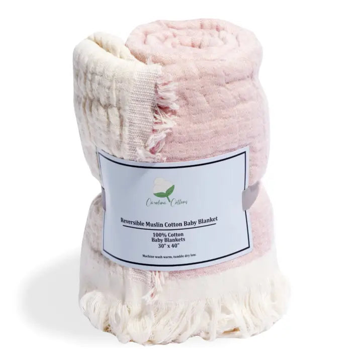 100% Cotton Reversible Muslin Baby Blankets