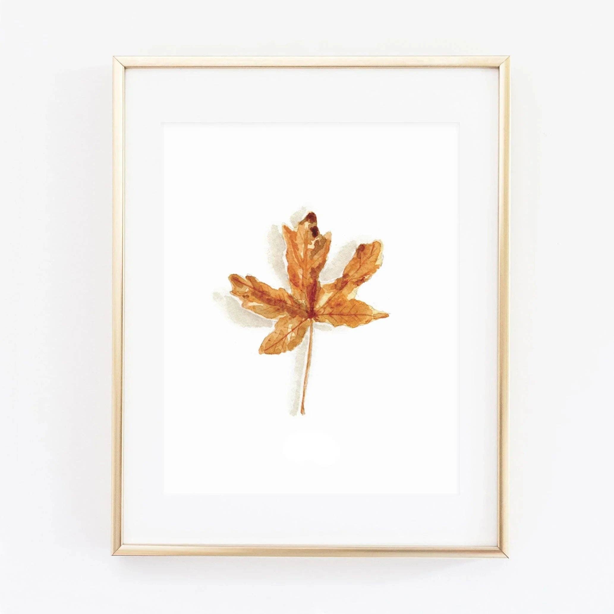 Maple leaf watercolor wall art print: 8x10