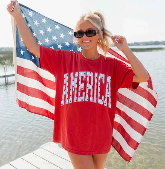 Preppy America Stars Graphic Tee USA 4th of July Summer