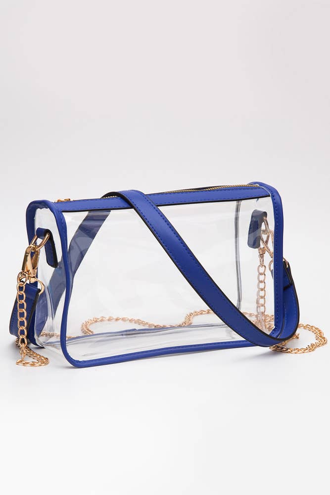Clear Rectangle Stadium Concert Crossbody Bag: Red