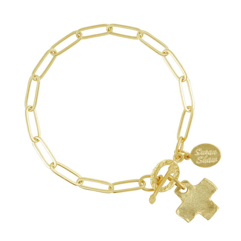 Gold Cross Paperclip Bracelet from Susan Shaw