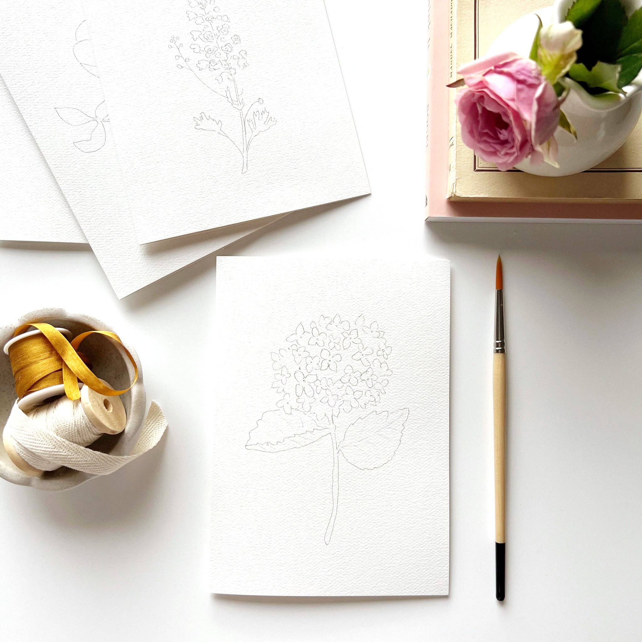 Garden Flowers Paintable Notecards by Emily Lex