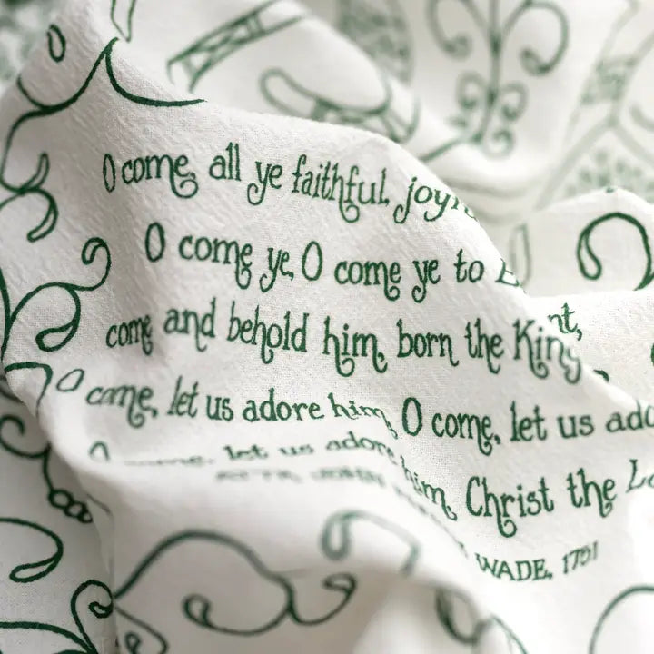 O Come All Ye Faithful Christmas Tea Towel