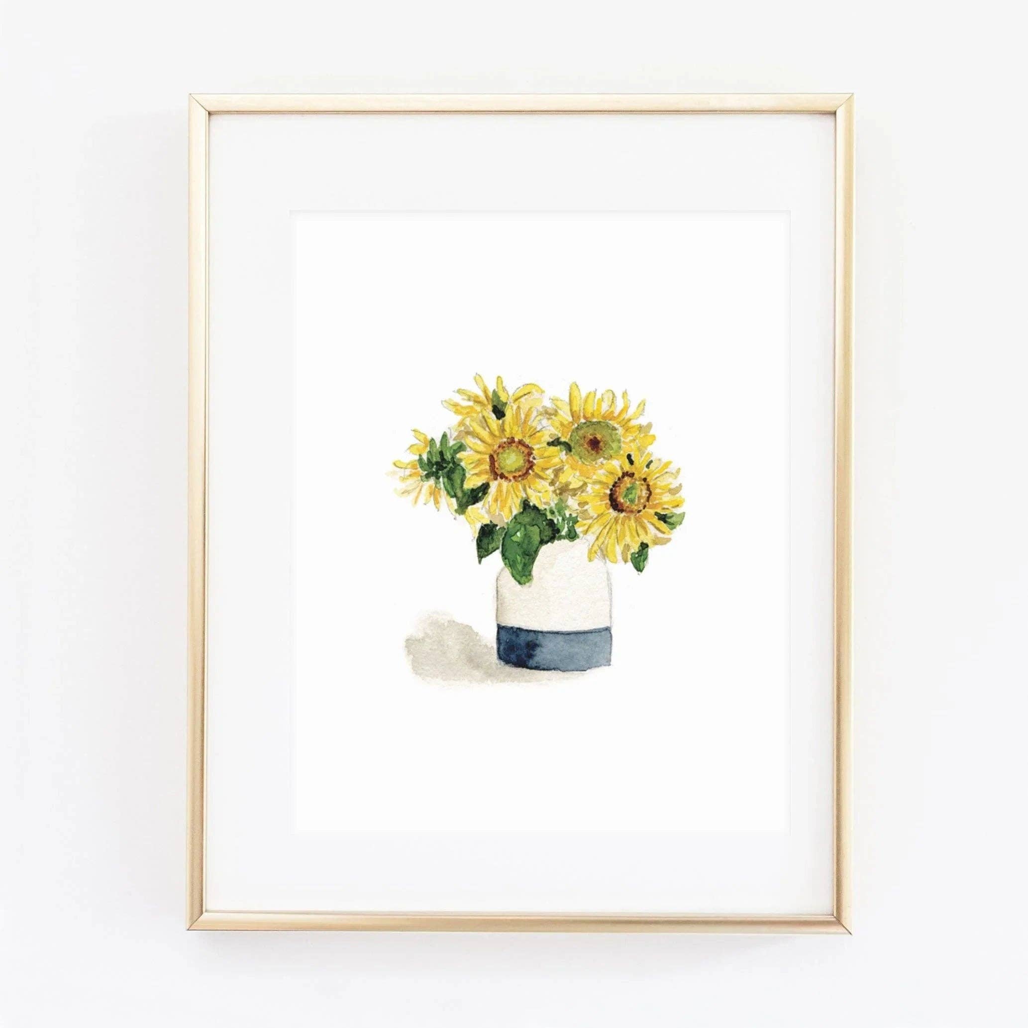 Sunflowers watercolor wall art print: 8x10