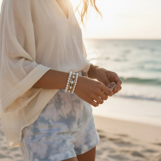 Freshwater Pearl Stretch Bracelet | 10mm Pearl Jewelry