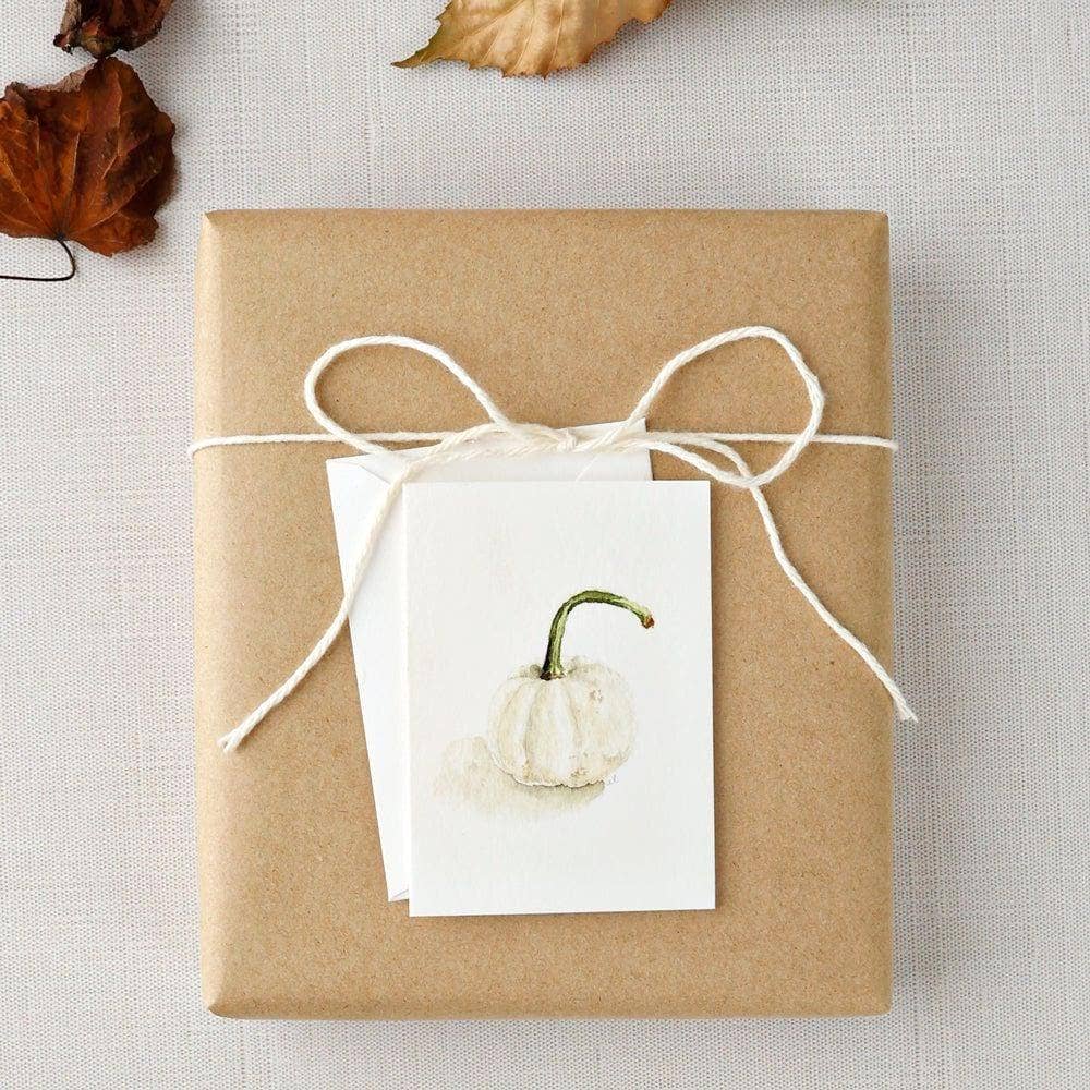White pumpkin autumn mini enclosure notecard