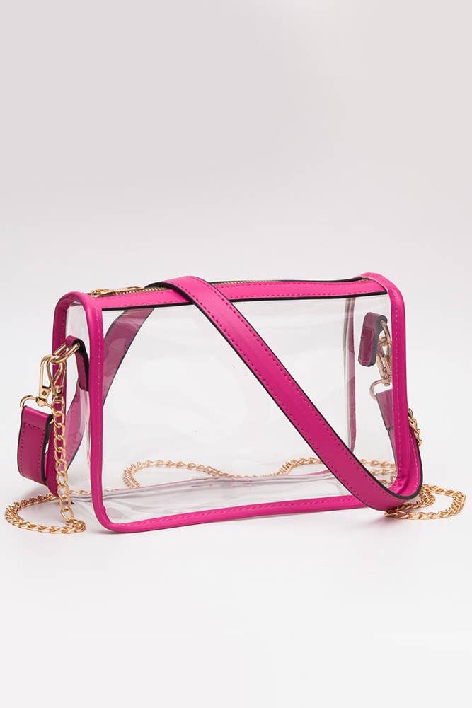 Clear Rectangle Stadium Concert Crossbody Bag: Red