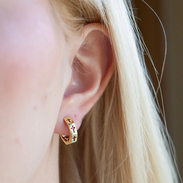 Gilded Earrings-Octagon Cross