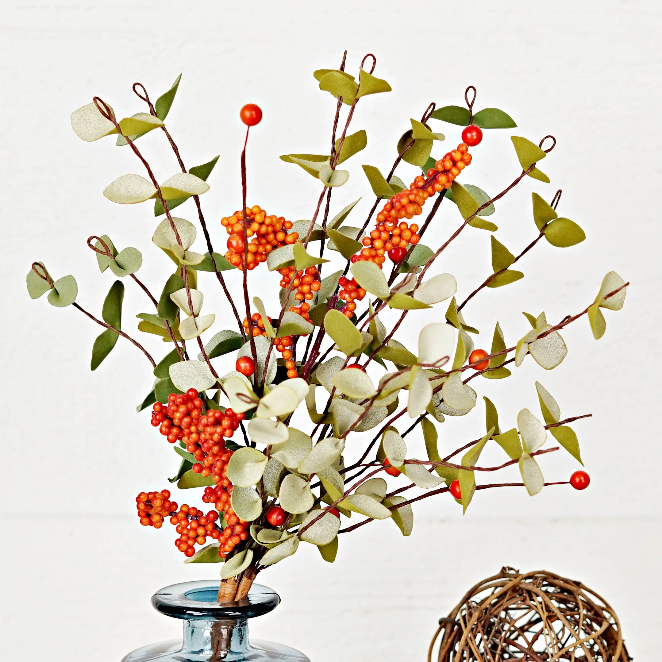 16in Bush-Country Eucalyptus w. Orange Pepper berry