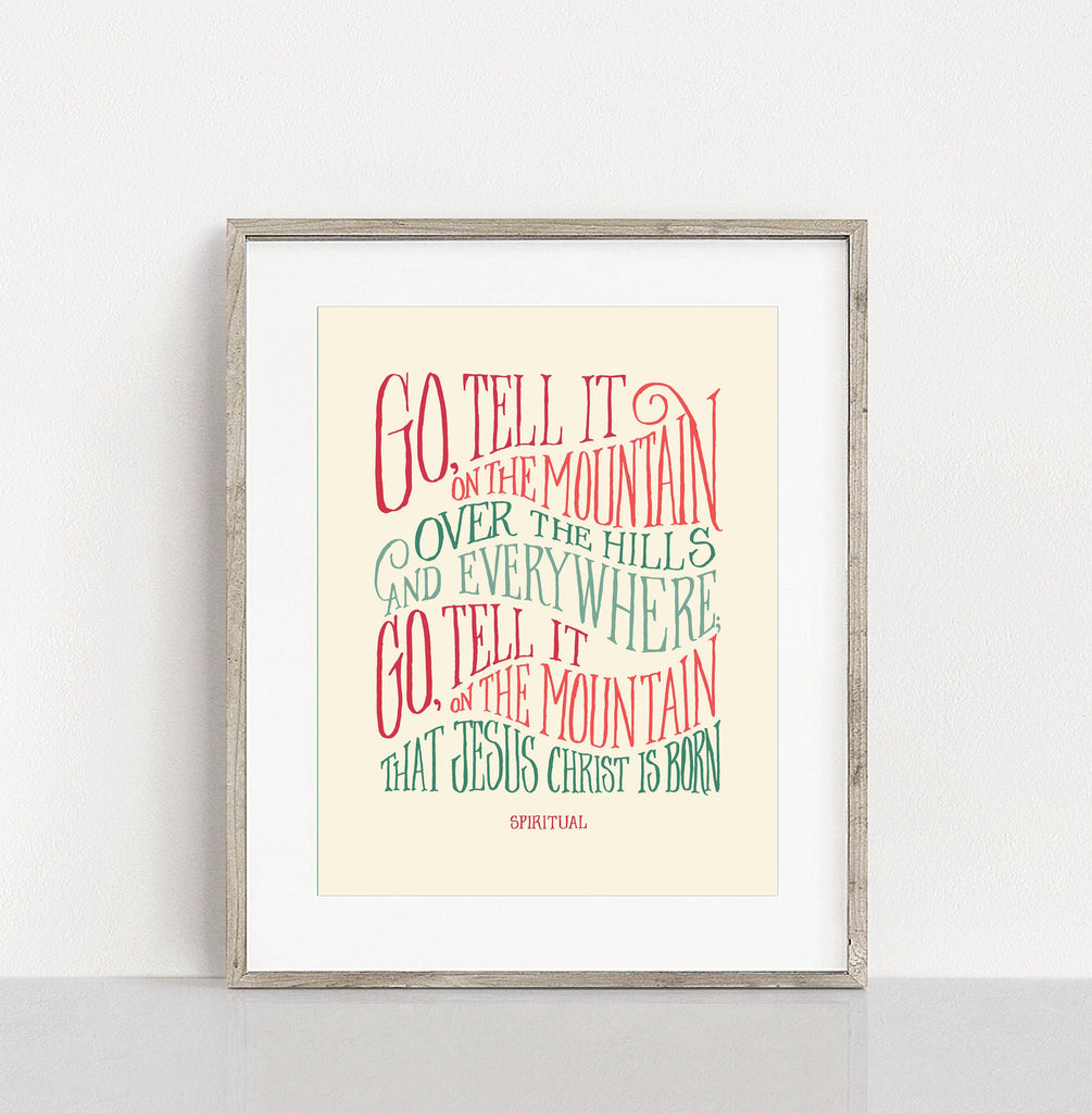 Go Tell It on the Mountain Hymn Art Print - 11x14 - Snow