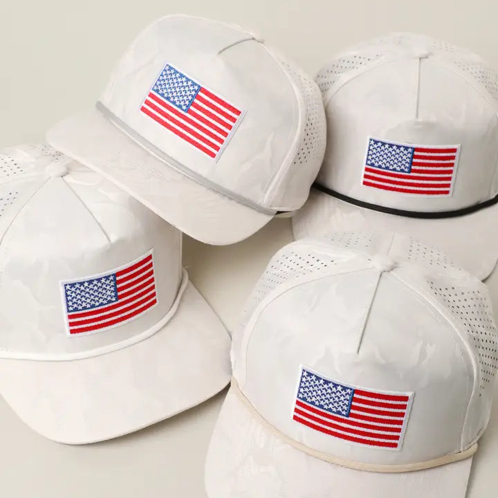 USA Flag Embroidered Patch Rope Trucker Hat