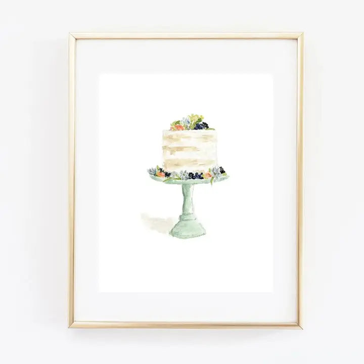 Cake Watercolor Wall Art Print by Emily Lex