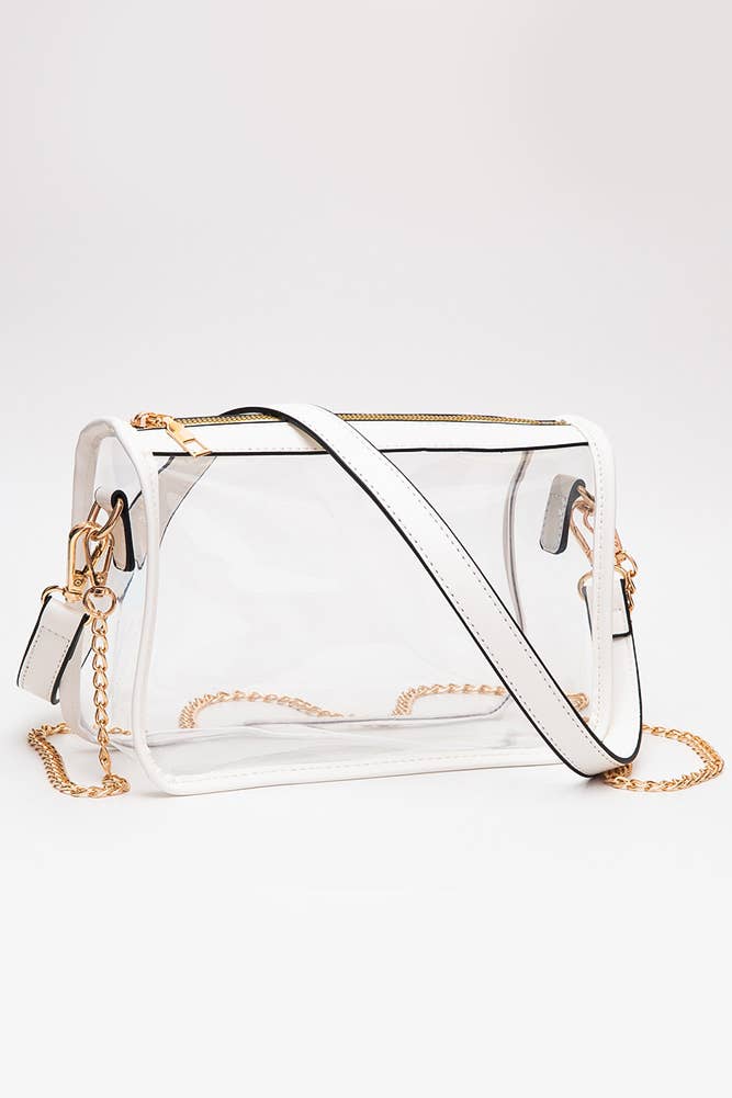 Clear Rectangle Stadium Concert Crossbody Bag: Red