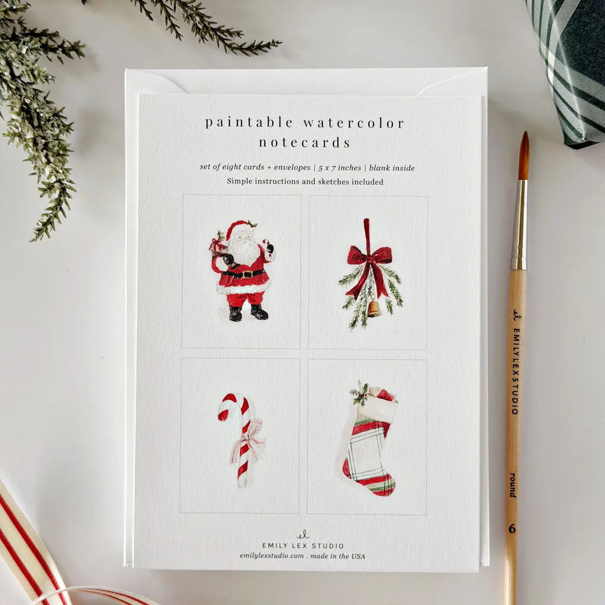 Classic Christmas Paintable Notecard by Emily Lex