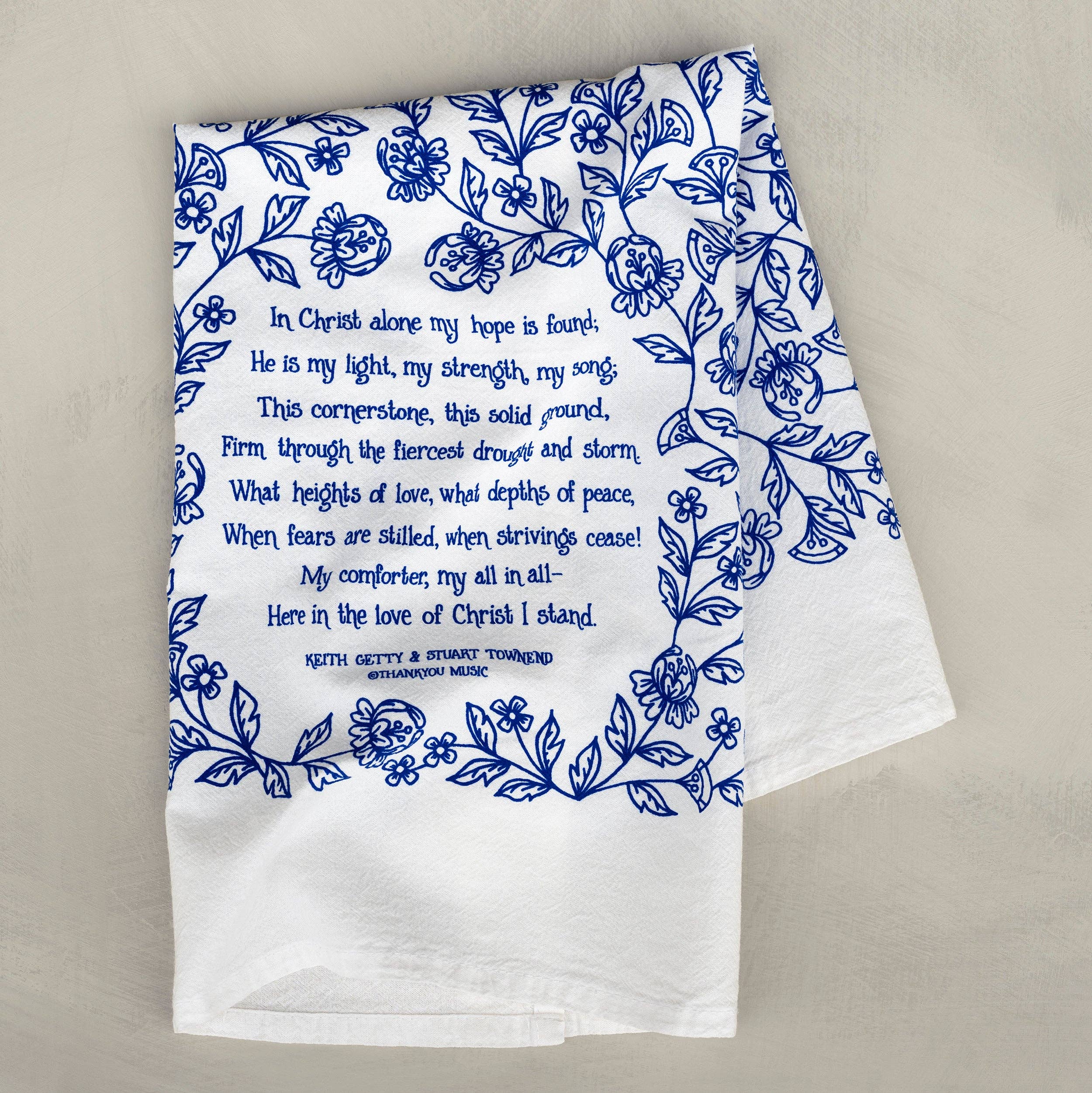 In Christ Alone Hymn Tea Towel  - Blue