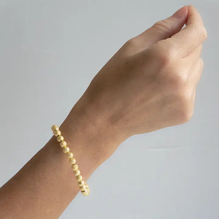 6mm Gold Stacking Bracelets-Textured