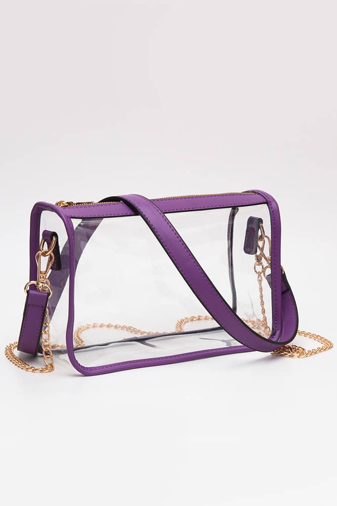 Clear Rectangle Stadium Concert Crossbody Bag: Red