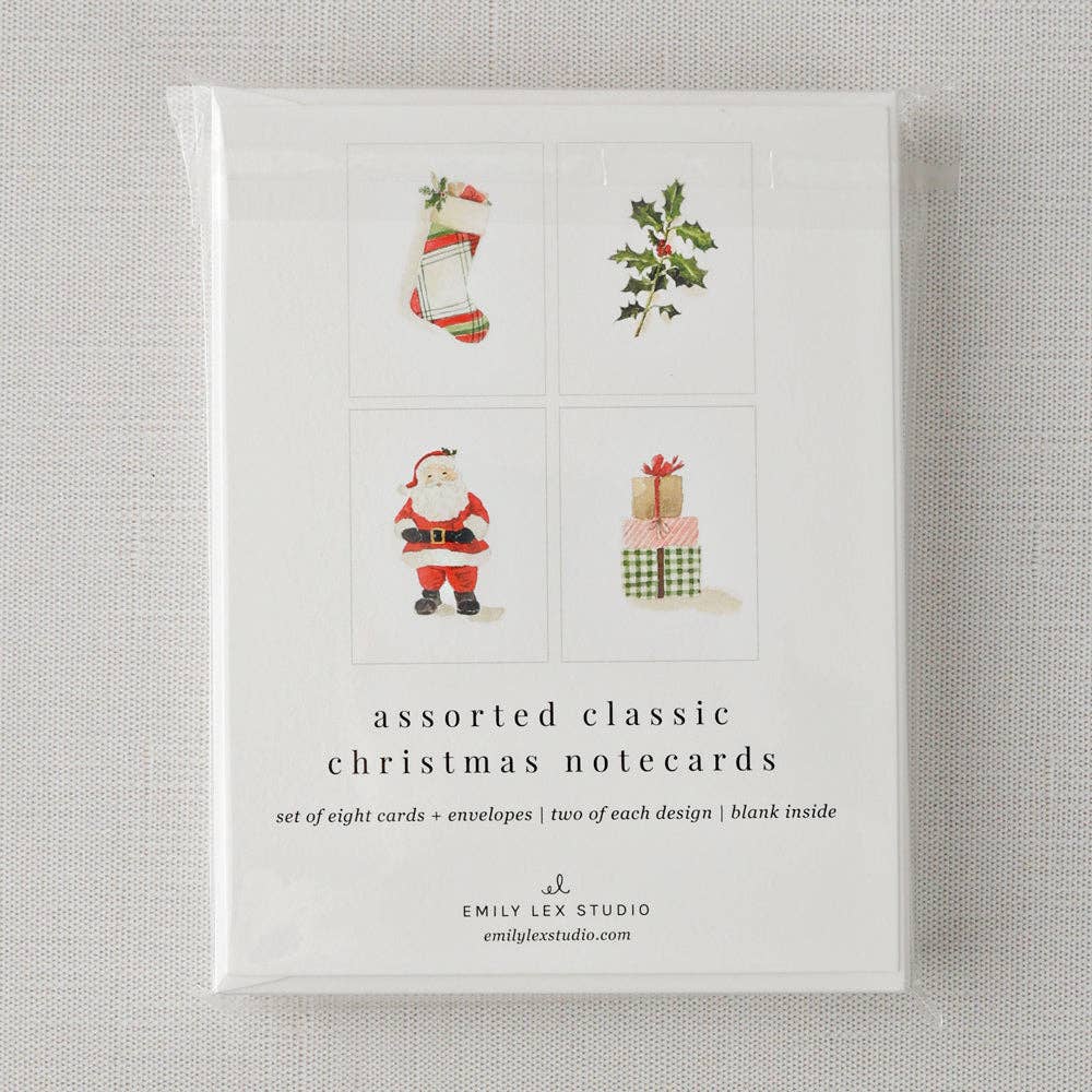 Classic Christmas Notecard Set by emily lex