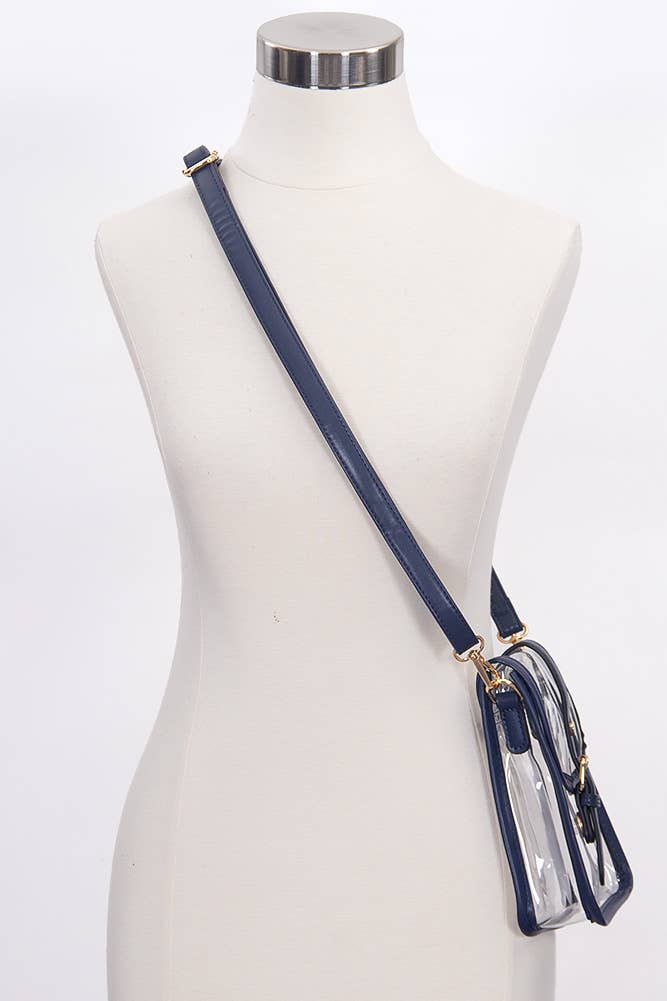 Clear Cross Body Stadium Concert Transparent Handbag: Red