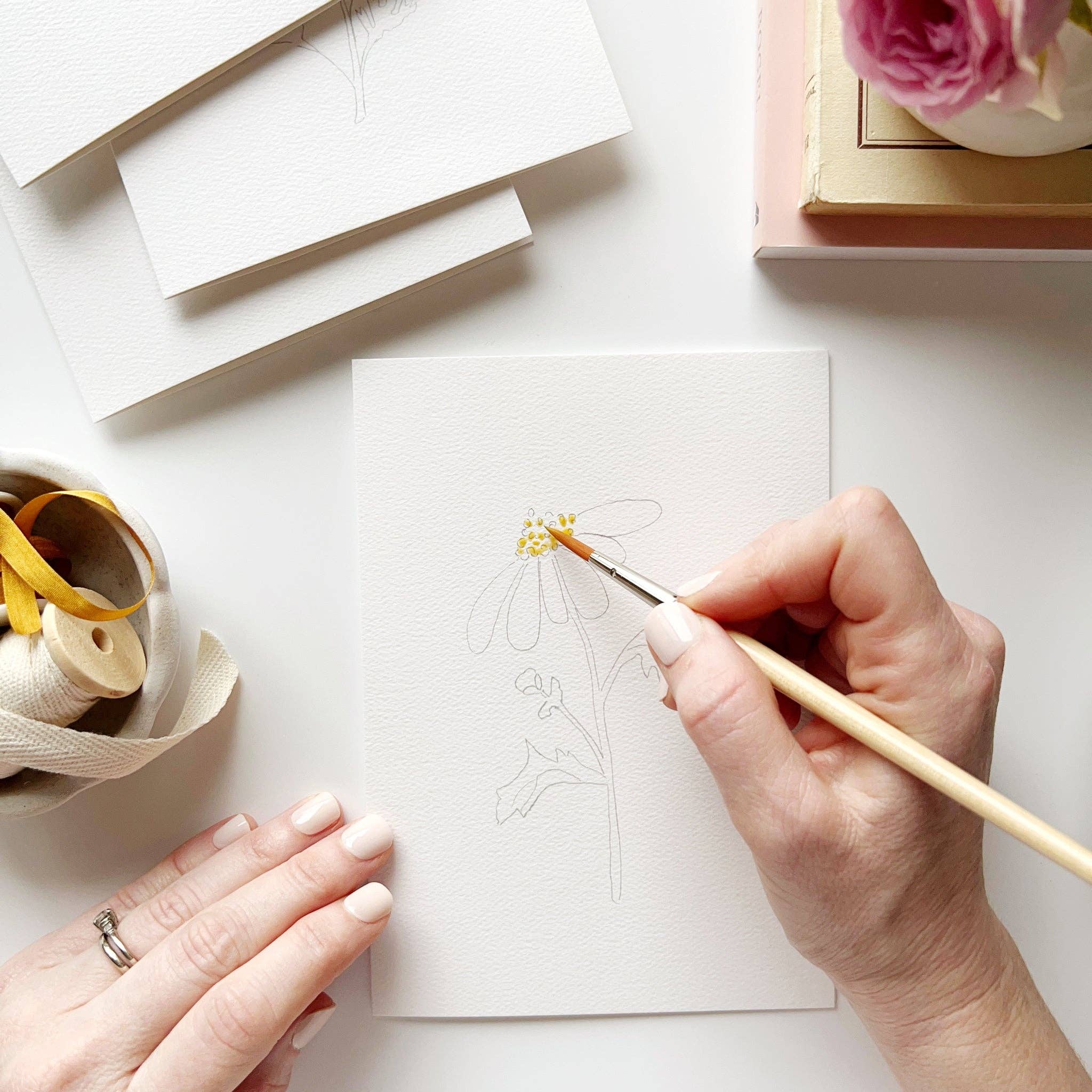 Garden Flowers Paintable Notecards by Emily Lex