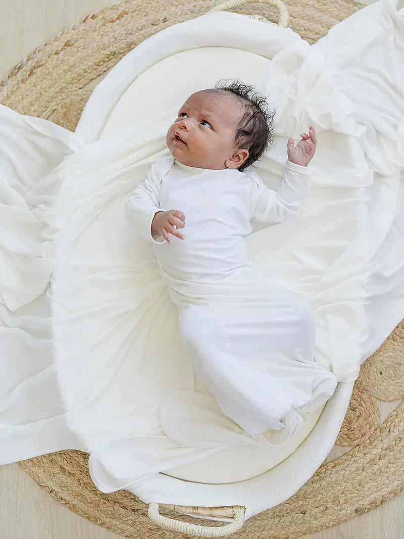 Cloud White Bamboo Knotted Gown