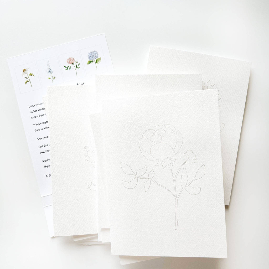 Garden Flowers Paintable Notecards by emily lex