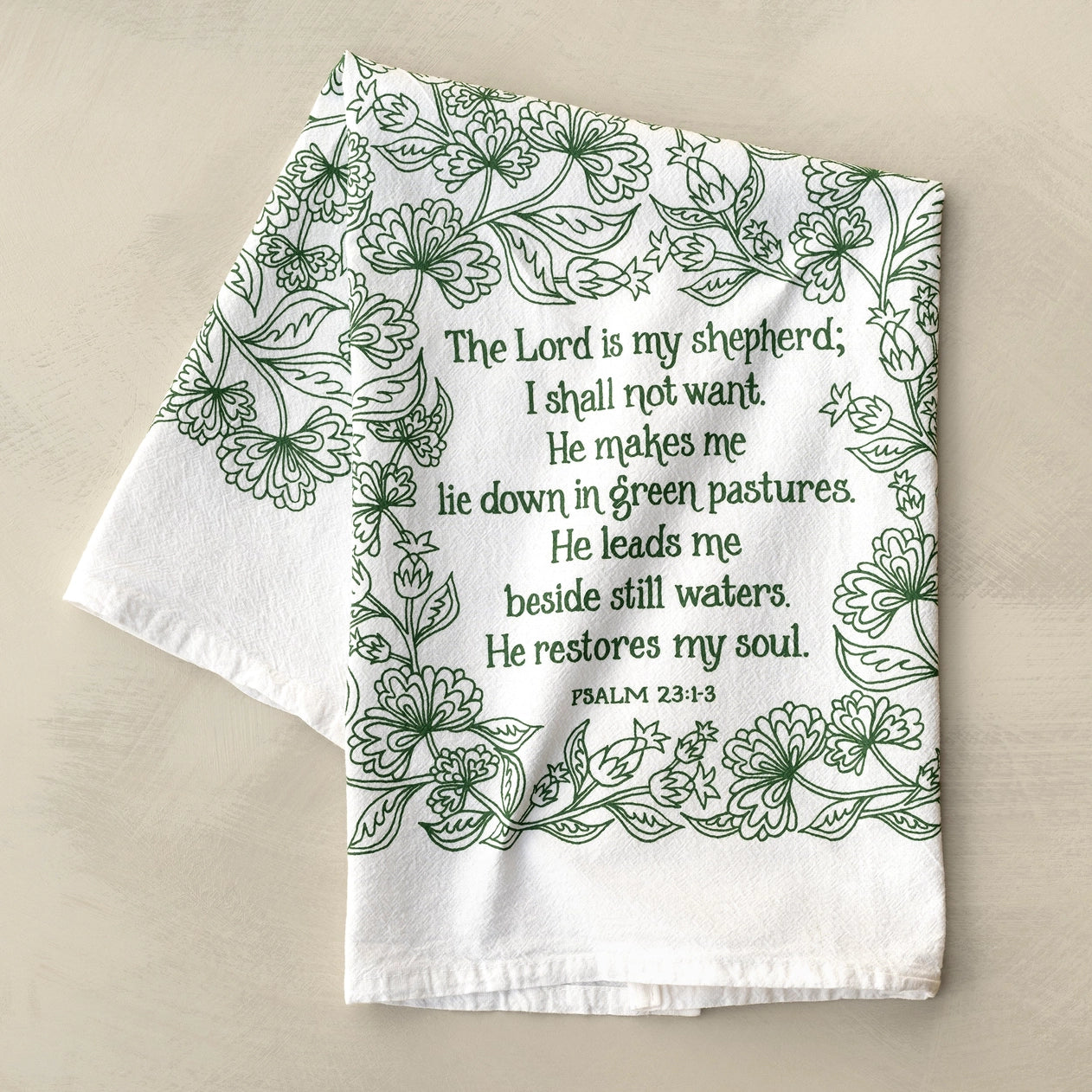 The Lord Is My Shepherd Scripture Tea Towel — Psalm 23