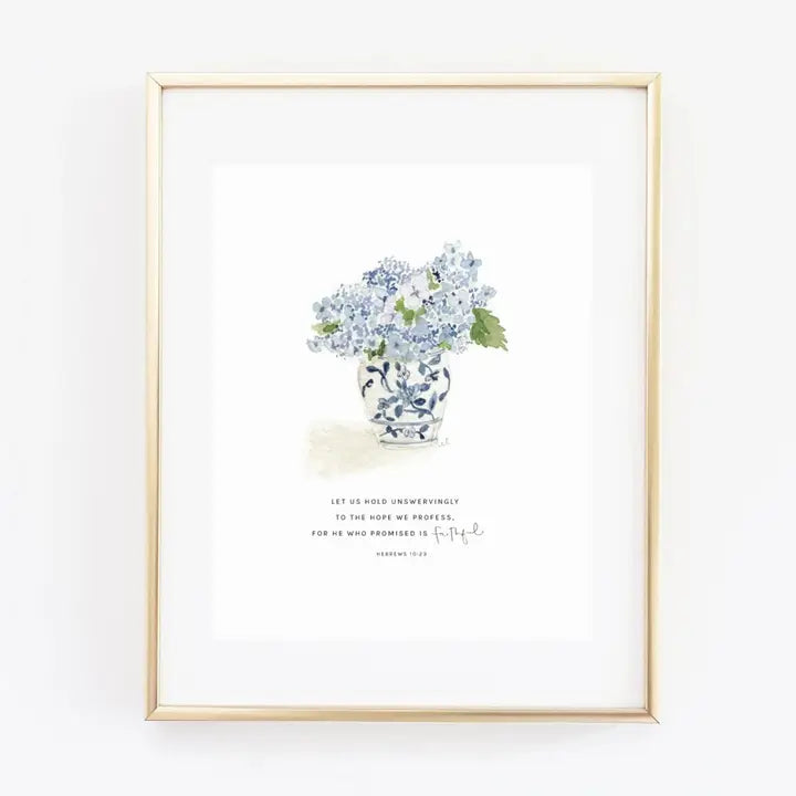 Hebrews 10:23 Hydrangea Bouquet Scripture Print