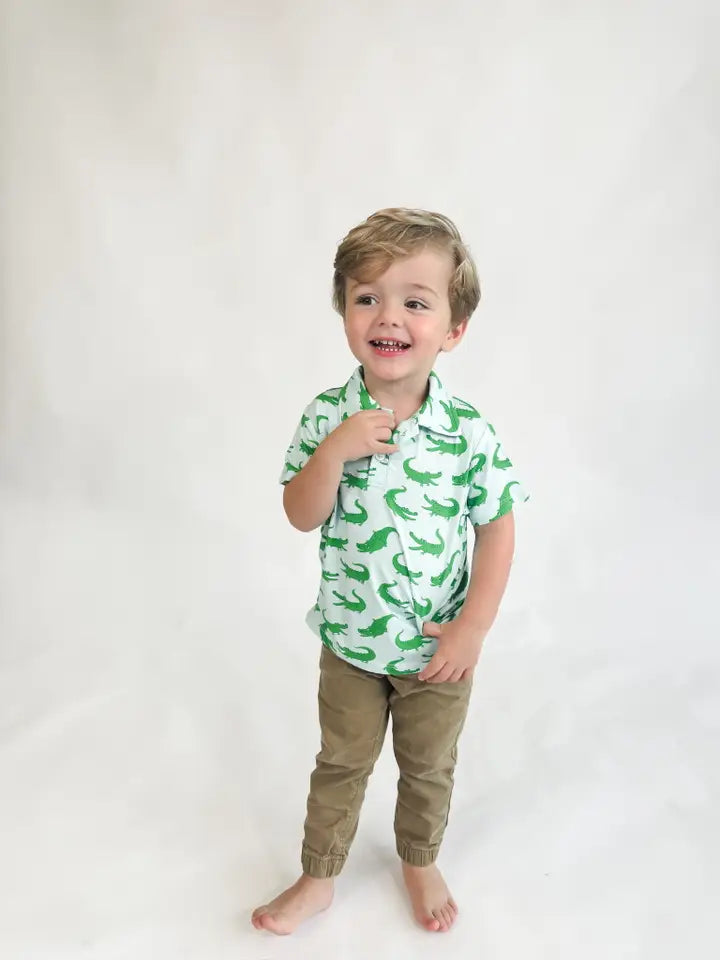 Blue Alligators - Short Sleeve Polo Shirt