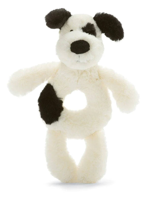 Jellycat - Bashful Black & Cream Puppy Ring Rattle