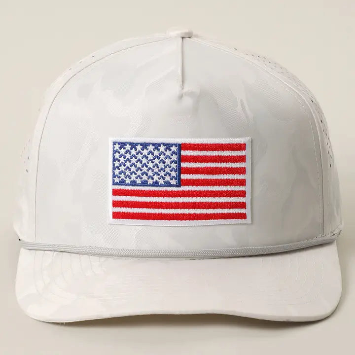USA Flag Embroidered Patch Rope Trucker Hat