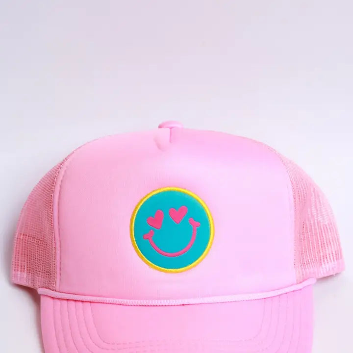 Bubblegum Pink Smiley Trucker