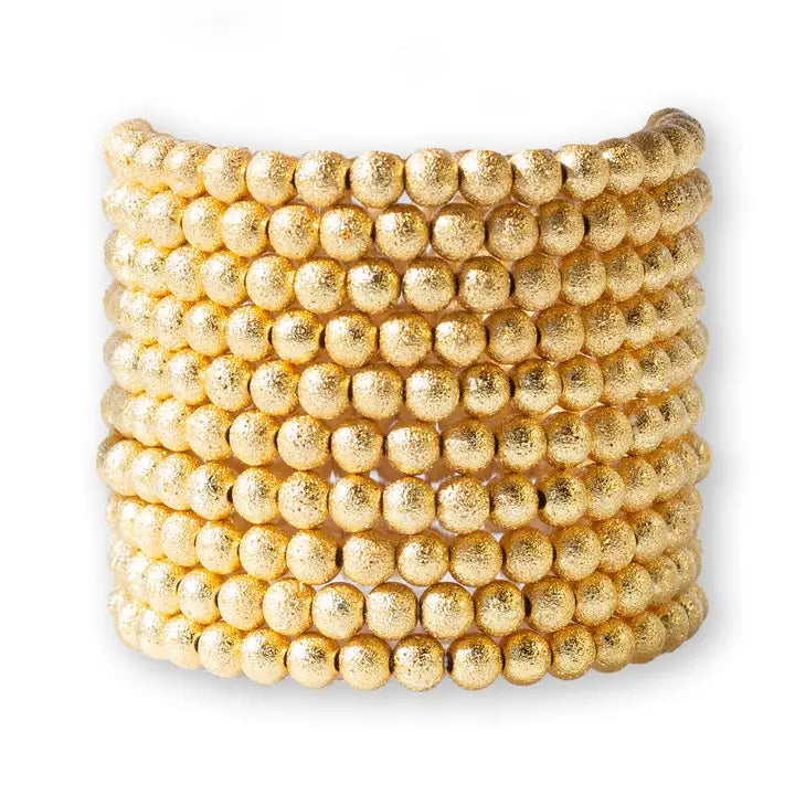 6mm Gold Stacking Bracelets-Textured