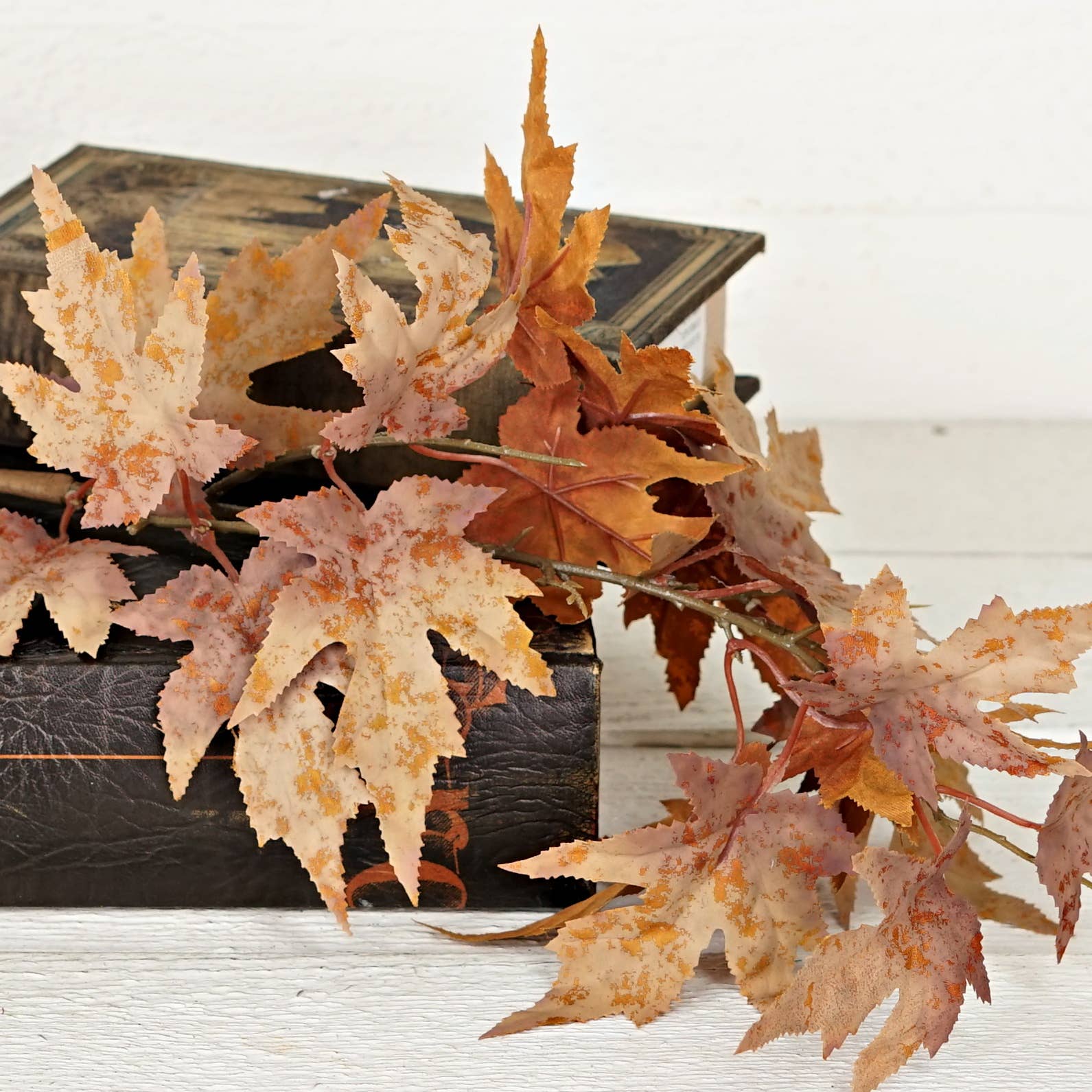27in Spray-Flocked Maple Leaves-Mustard
