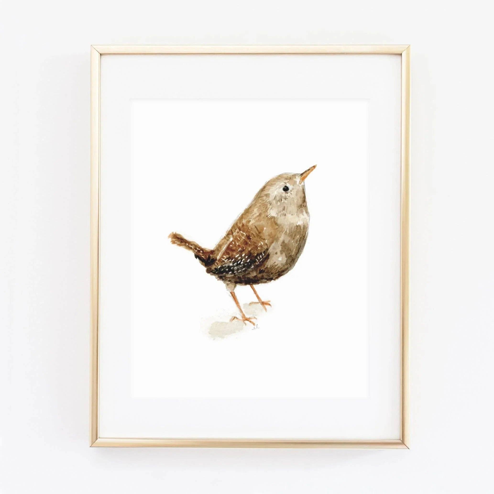 Emily Lex - Wren bird watercolor wall art print: 8x10
