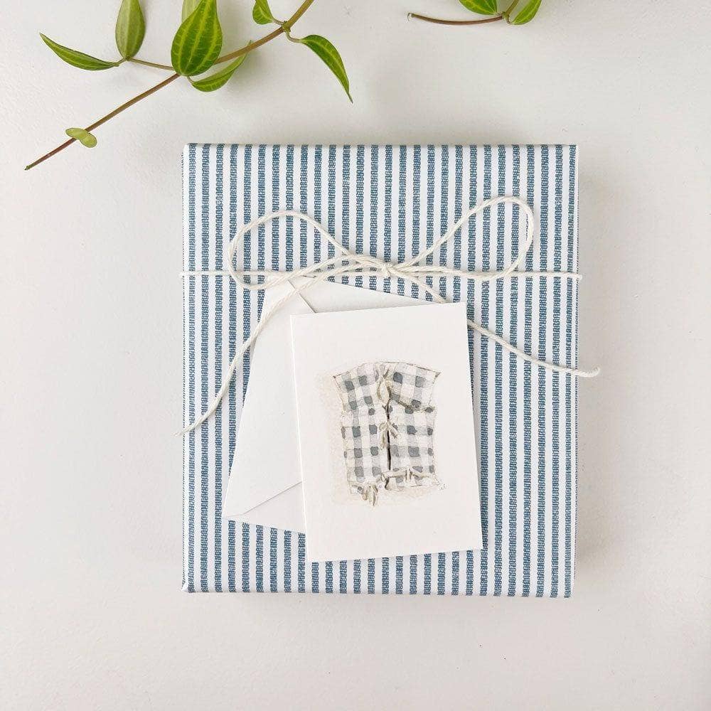 Gingham boat coat mini enclosure notecard