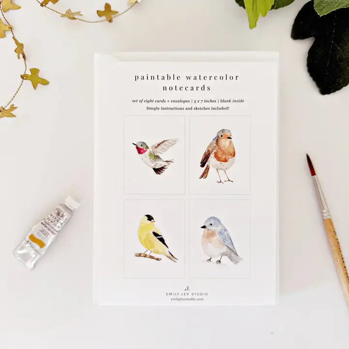 Emily Lex Birds Paintable Watercolor Notecard Set