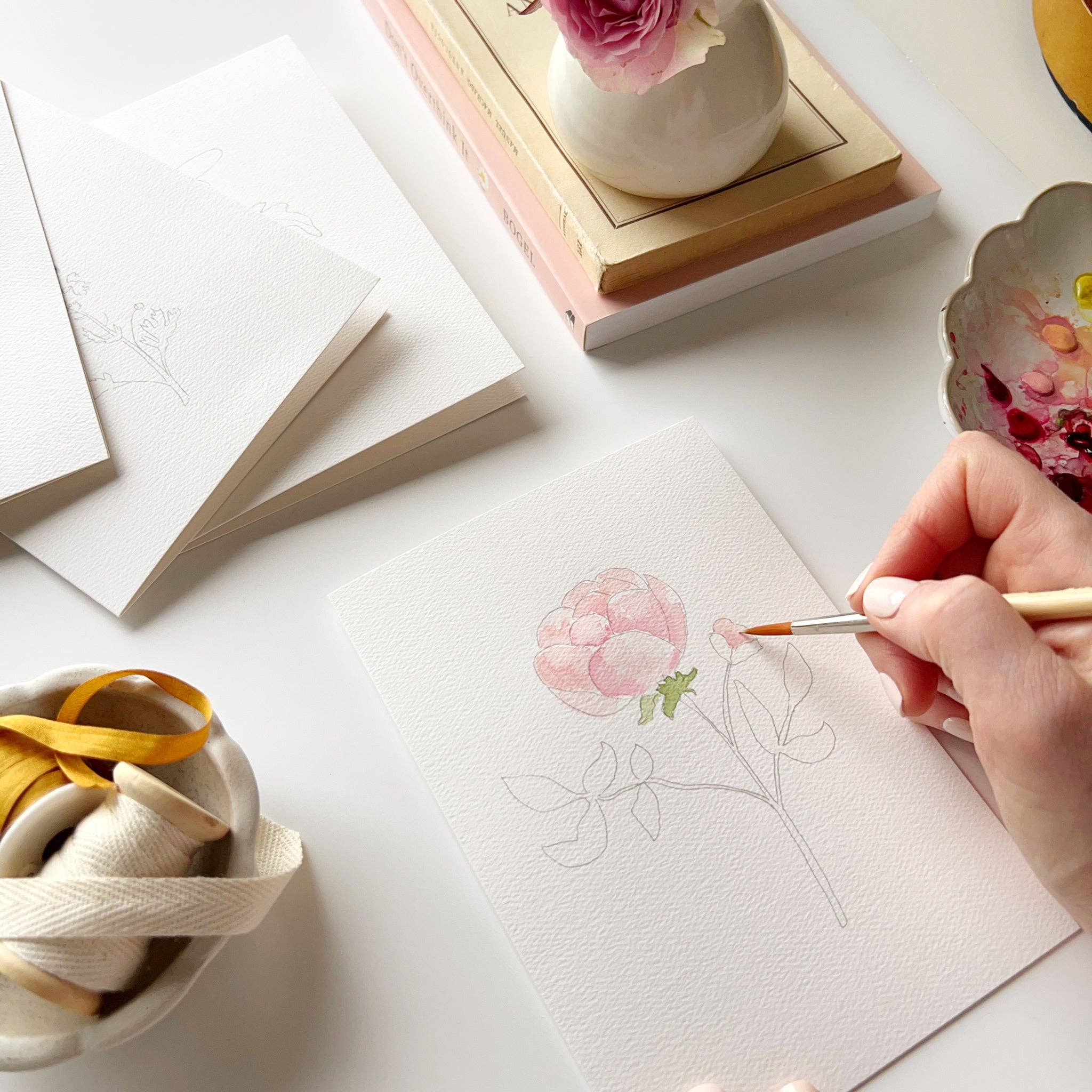 Garden Flowers Paintable Notecards by Emily Lex