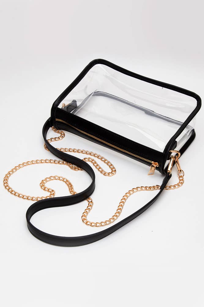 Clear Rectangle Stadium Concert Crossbody Bag: Red