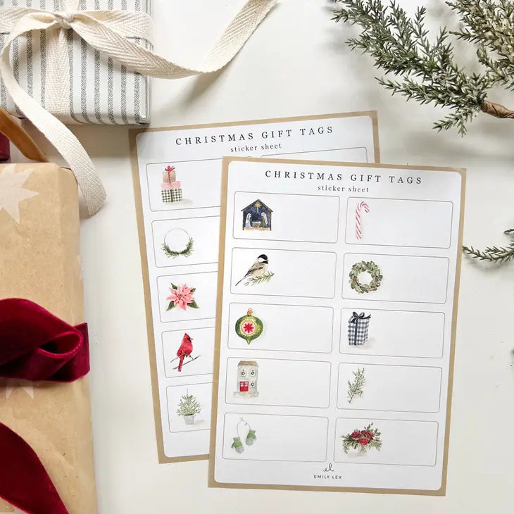 Christmas Gift Tag Sticker Sheets by emily lex