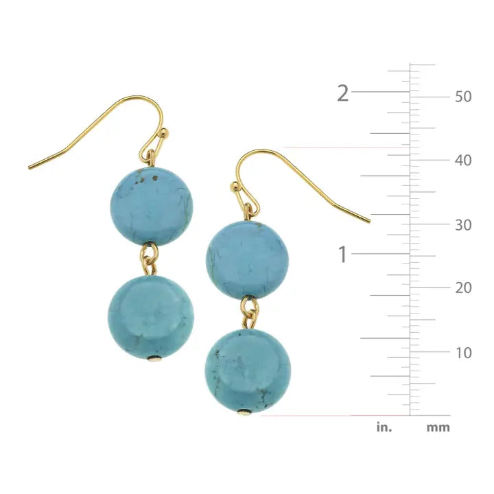 Genuine Turquoise with Gold Earrings